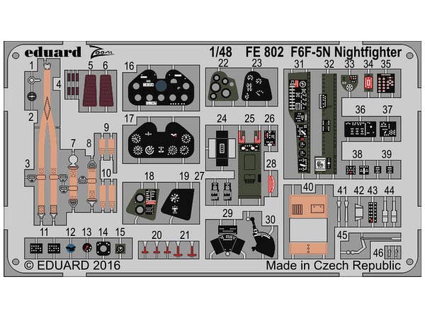 1/48 F6F-5N ヘルキャットズームエッチングパーツ エデュアルド用