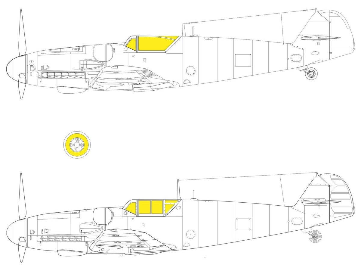 1/35 Bf109G-6 Tフェース 両面塗装マスクシール (ボーダーモデル用)