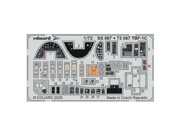 1/72 TBF-1C ズームエッチングパーツ (ホビーボス用)