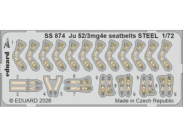 1/72 Ju52/3mg4e シートベルト (ステンレス製) (エアフィックス用)