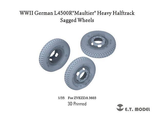 1/35 WWII ドイツ L4500Rマウルティア重ハーフトラック 自重変形タイヤセット (ズベズダ3603用)