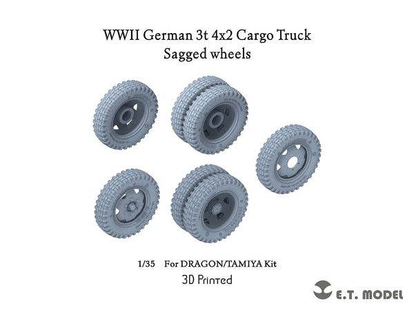 1/35 WWII ドイツ  3t 4x2カーゴトラック 自重変形タイヤセット (ドラゴン/タミヤ用)