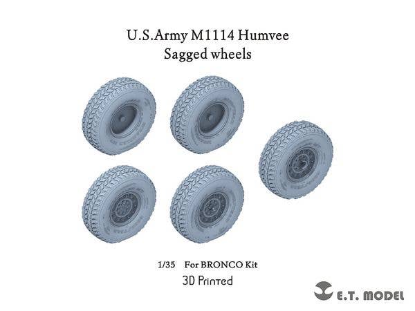 1/35 現用 アメリカ M1114ハンヴィー 自重変形タイヤセット (ブロンコ用)