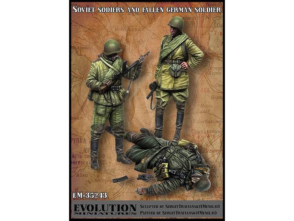 1/35 WWII 露/ソ StG44を検分するソビエト赤軍歩兵と倒れたドイツ兵 (3体入)