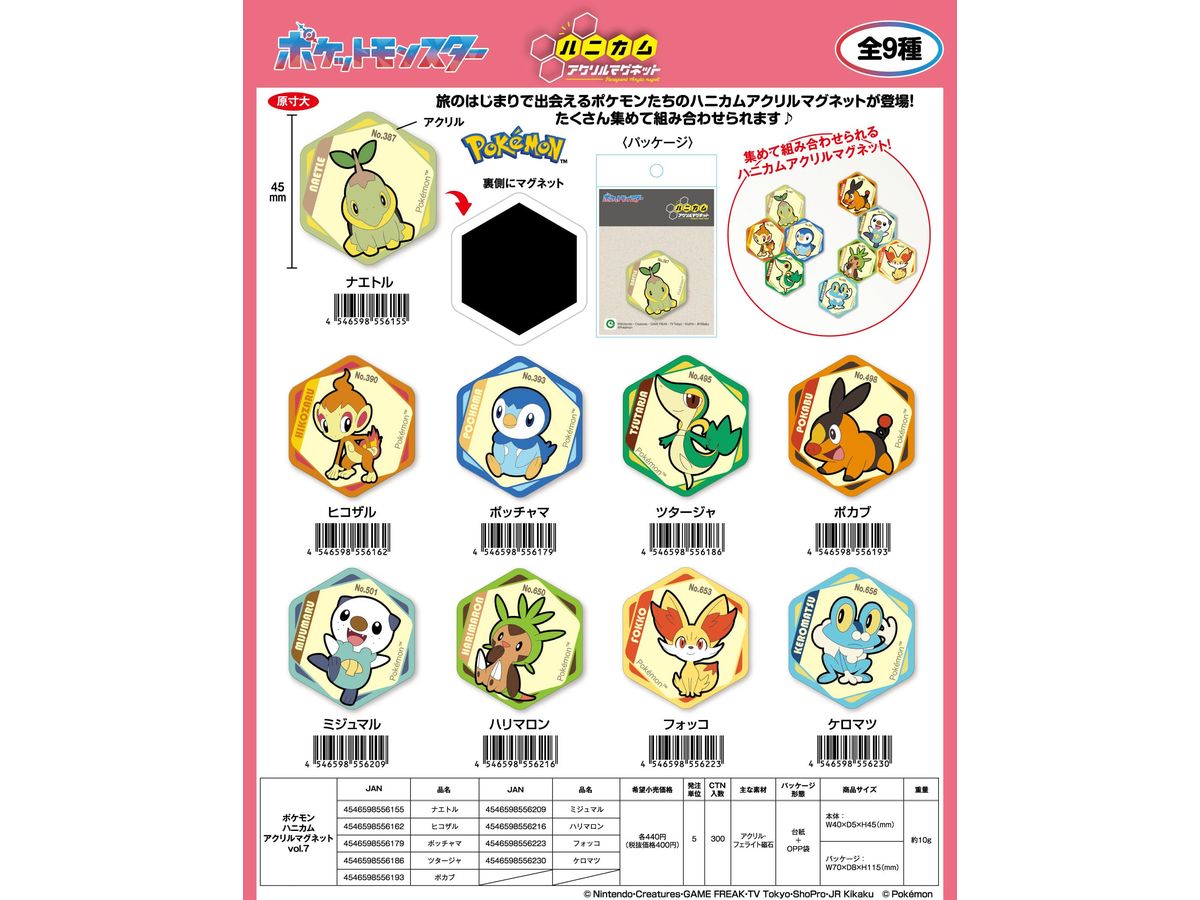 ポケモン: ハニカムアクリルマグネットvol.7 ハリマロン