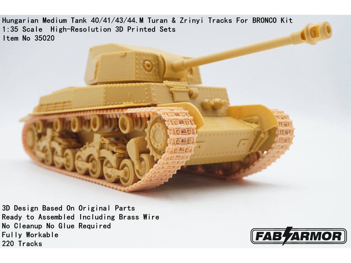 1/35 ハンガリー中戦車 40/41/43/44M トゥラーン & ズリーニィ用 可動式履帯セット (ブロンコ用)