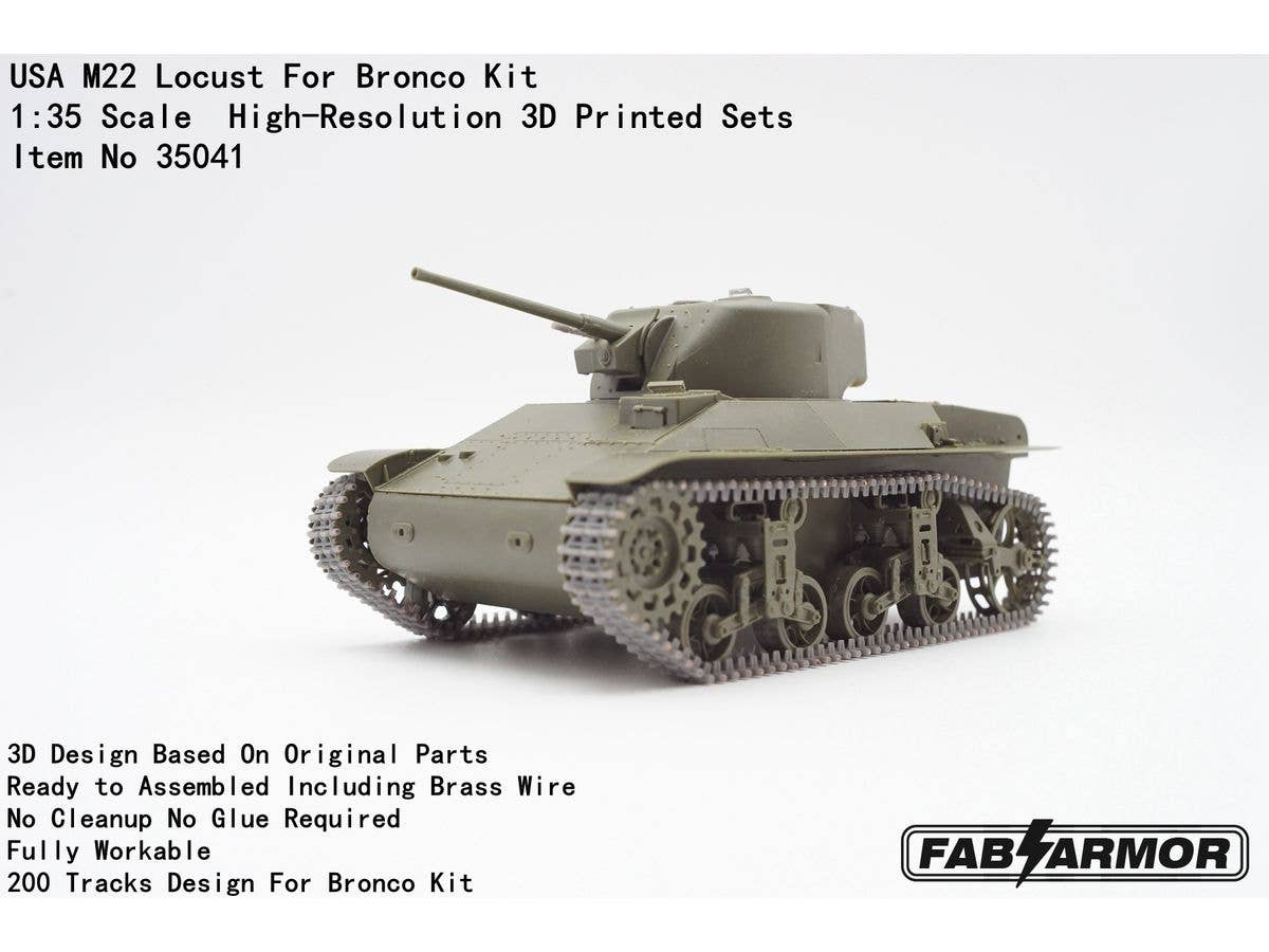 1/35 米軍 M22 ローカスト 軽戦車用可動式履帯セット (ブロンコ用)