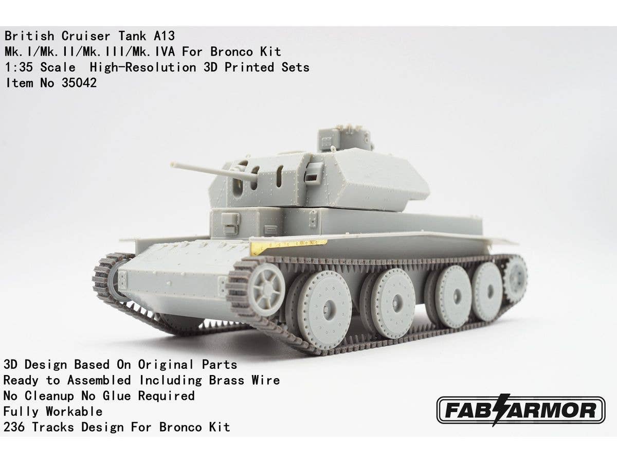 1/35 英軍 巡航戦車 A13Mk.I/Mk.II/Mk.III/Mk.IVA用可動式履帯セット (ブロンコ用)