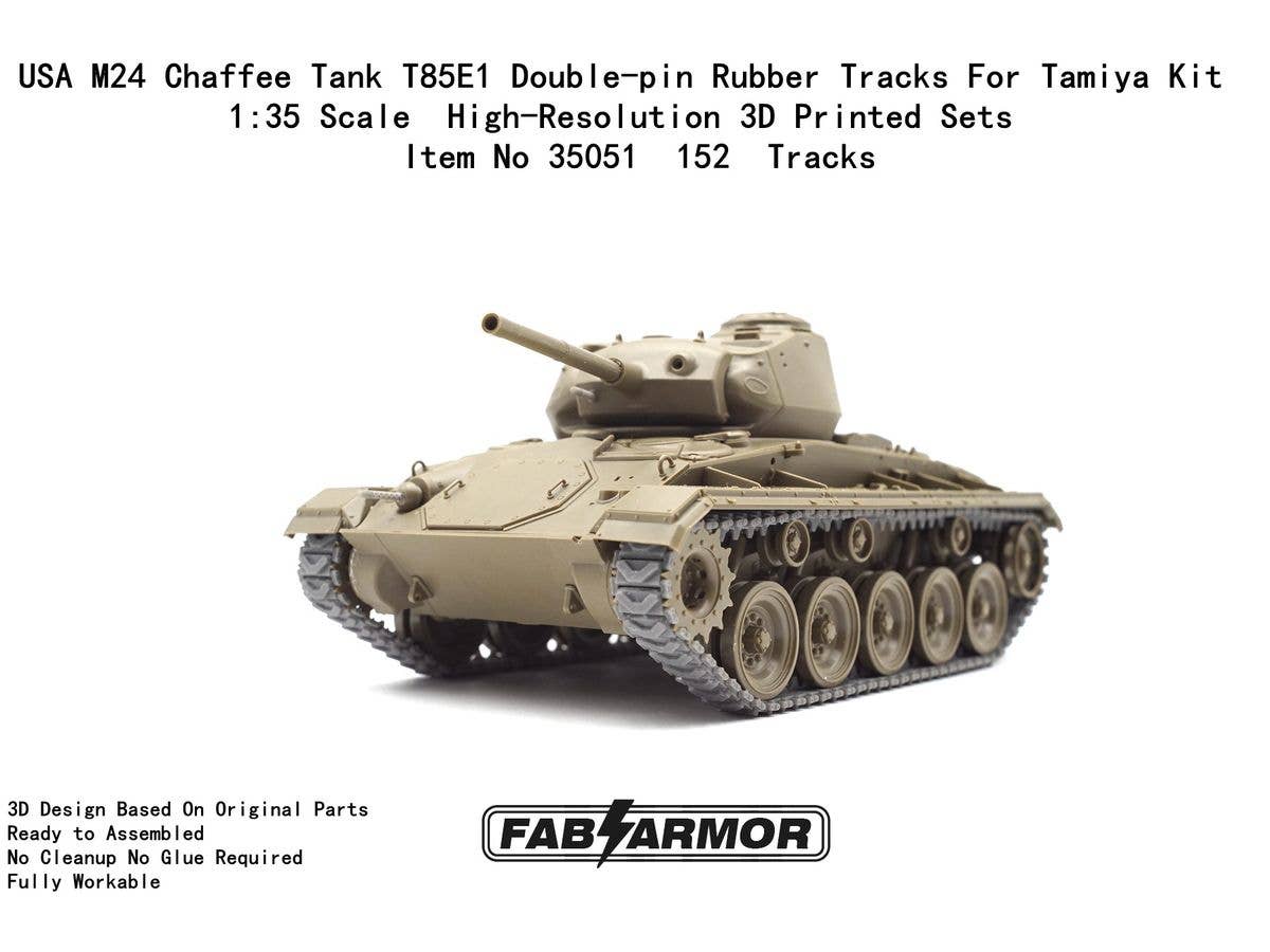 1/35 米軍 M24 チャーフィー用T85E1ダブルピンゴムパッドタイプ可動式履帯セット (タミヤ用)