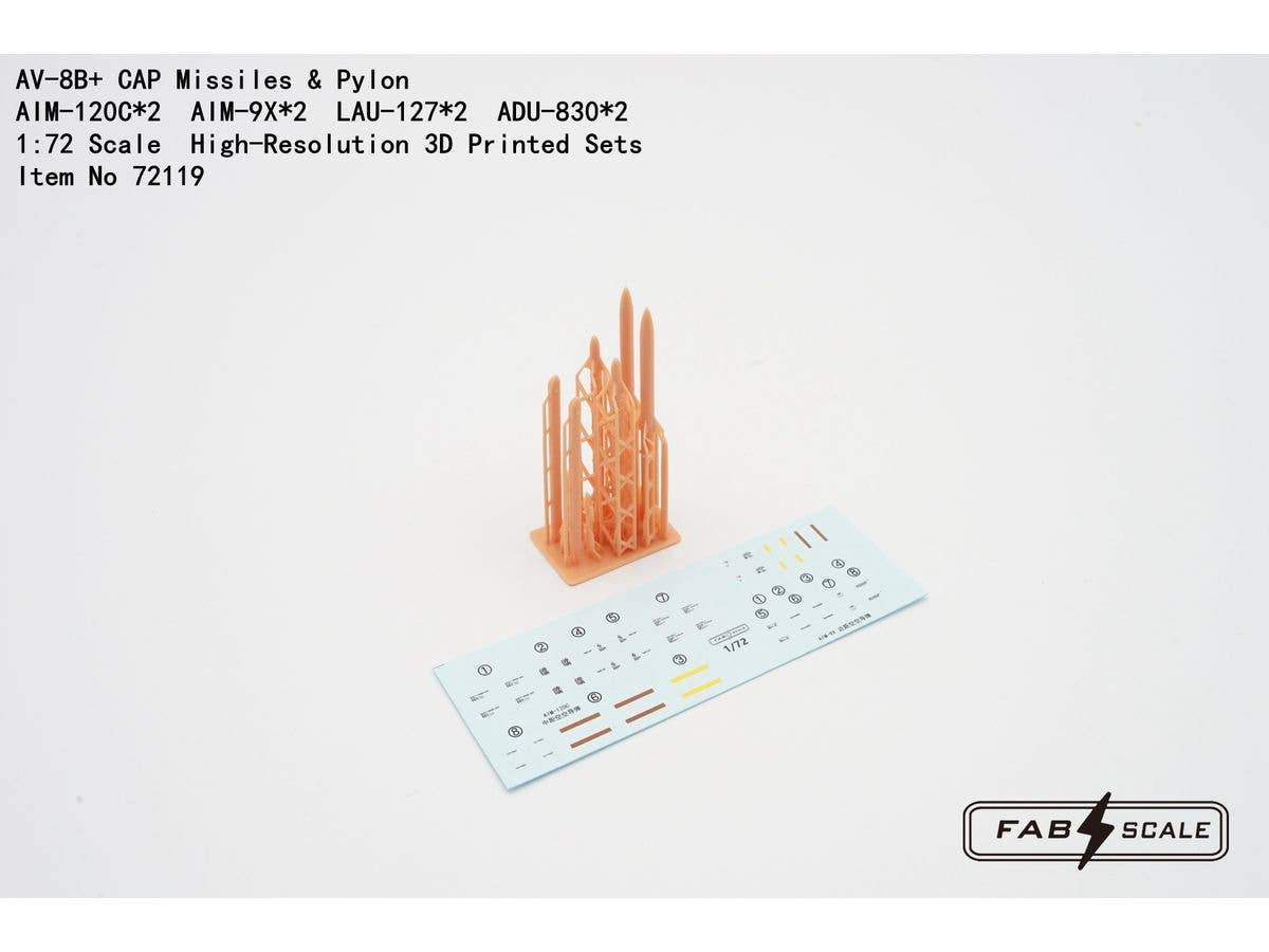 1/72 AV-8B+ CAPミサイル & パイロン (AIM-120C x 2 AIM-9X x 2 LAU-127 x 2 ADU-830 x 2)
