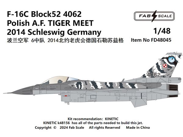 1/48 F-16C ブロック52 4062 ポーランド空軍 タイガーミート 2014年 シュレスヴィヒ/ ドイツ