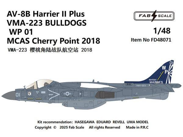 1/48 AV-8B ハリアーII プラス VMA-223 ブルドッグス WP 01 チェリー・ポイント海兵隊航空基地 2018年