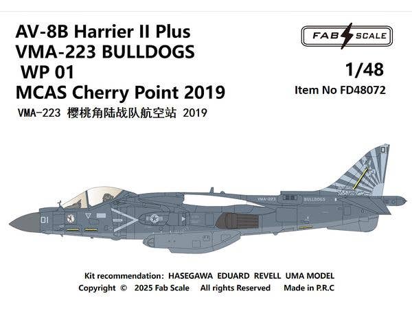 1/48 AV-8B ハリアーII プラス VMA-223 ブルドッグス WP 01 チェリー・ポイント海兵隊航空基地 2019年