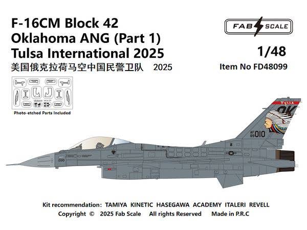 1/48 F-16CM ブロック42 オクラホマ空軍州兵パート1 タルサ国際空港 2025 (エッチング付)
