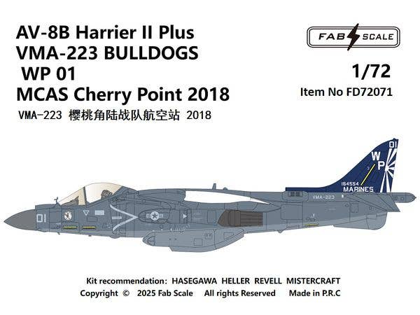 1/72 AV-8B ハリアーII プラス VMA-223 ブルドッグス WP 01 チェリー・ポイント海兵隊航空基地 2018年