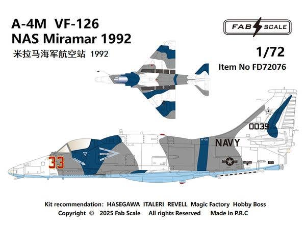 1/72 A-4M VF-126 ミラマー海軍航空基地 1992年