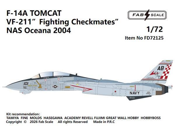 1/72 F-14A トムキャット VF-211 ファイティング・チェックメイツ オシアナ海軍航空基地 2004年