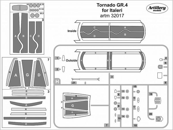 1/32 トーネード GR.4 塗装マスクシール (イタレリ用)