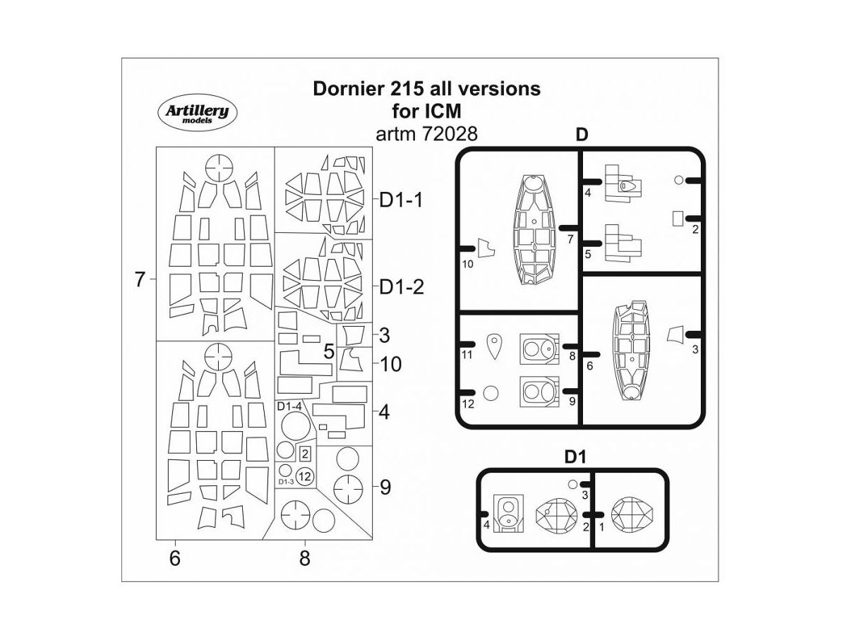 1/72 Do215各型 塗装マスクシール (ICM用)