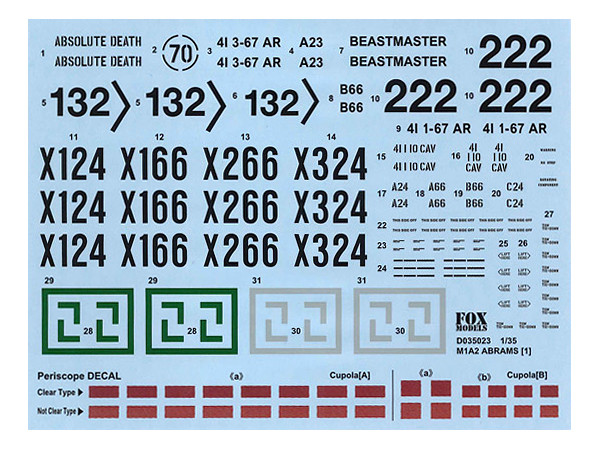 1/35 アメリカ M1A2 戦車 エイブラムス DECAL SET [1] (タミヤ用)
