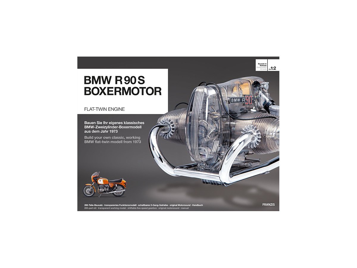 1/2 BMW R90S ボクサー フラット・ツインエンジン空冷OHV2気筒透明モデルキット モーターライズ