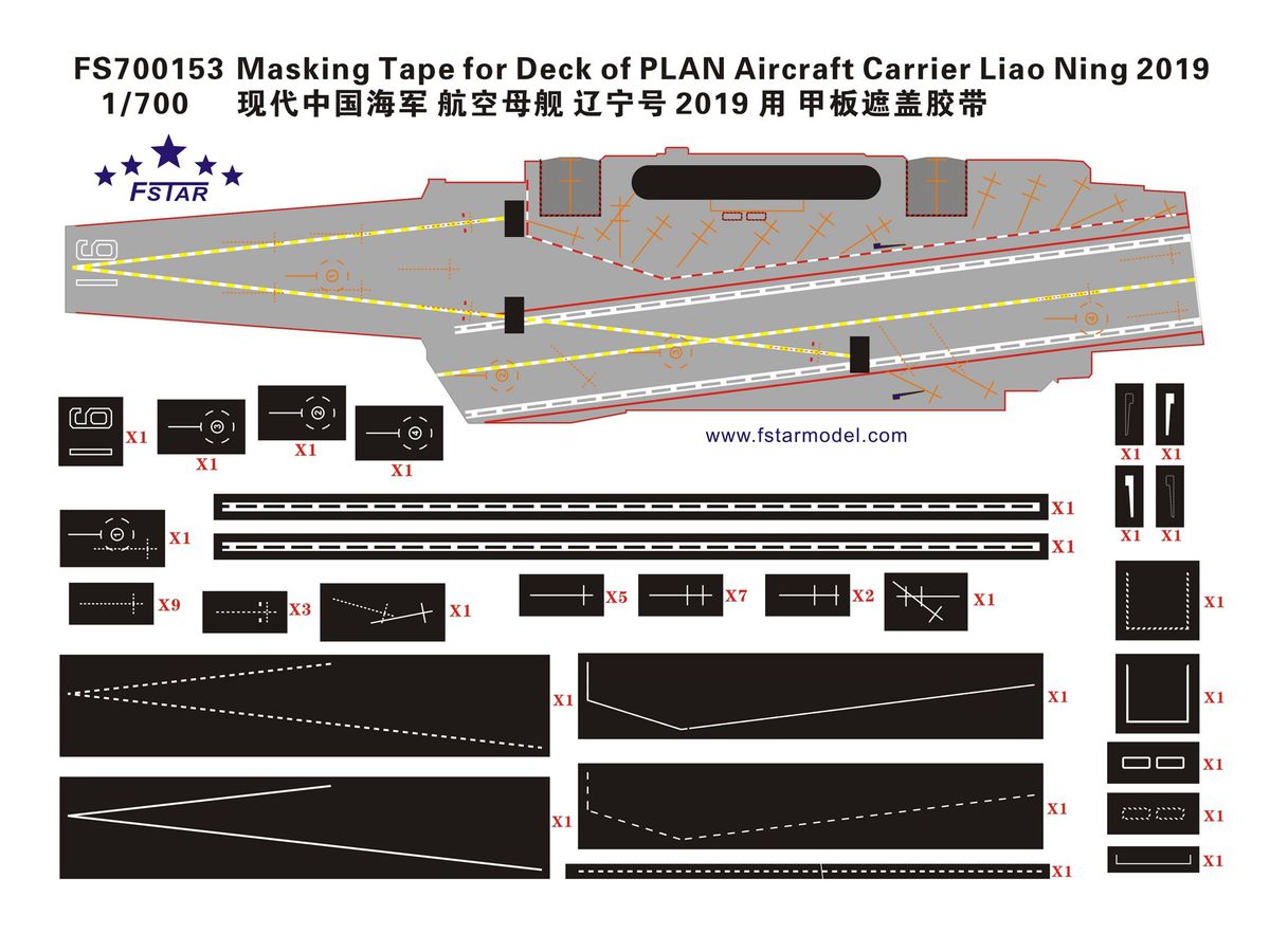 1/700 中国人民解放軍海軍 航空母艦 遼寧 2019 甲板用マスキングシート