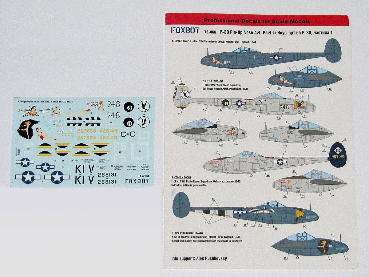 1/72 P-38 ライトニング"ピンナップノーズアート パート1" デカール