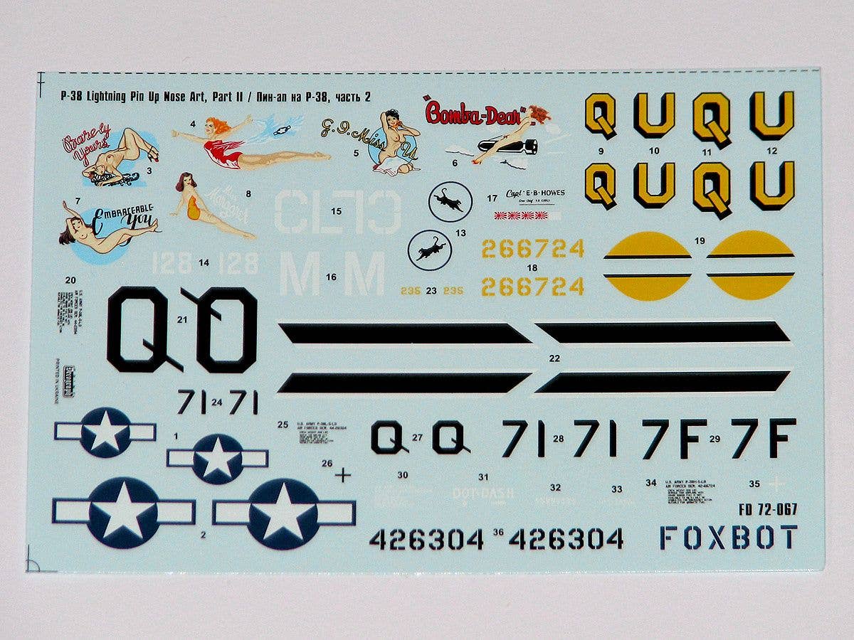 1/72 P-38 ライトニング"ピンナップノーズアート パート2"w/データステンシル デカール