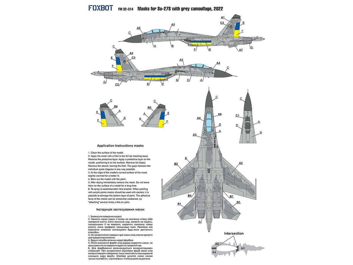 1/32 Su-27S ウクライナ空軍グレイ迷彩塗装マスク