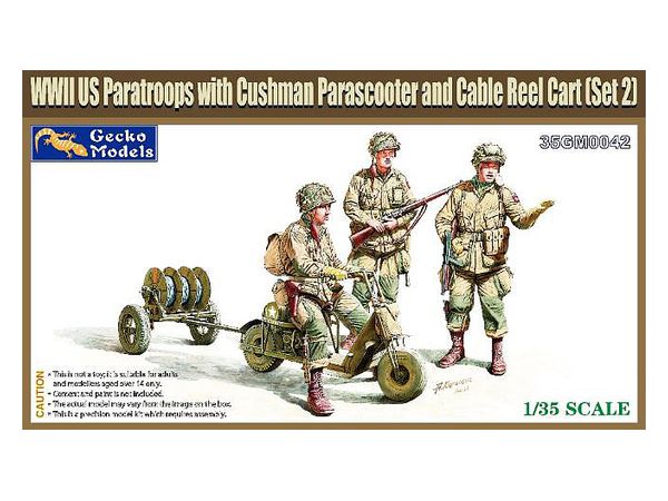 1/35 WW.II 米 落下傘兵w/クッシュマン空挺スクーター& RL-35 ケーブルリールカートセット 2