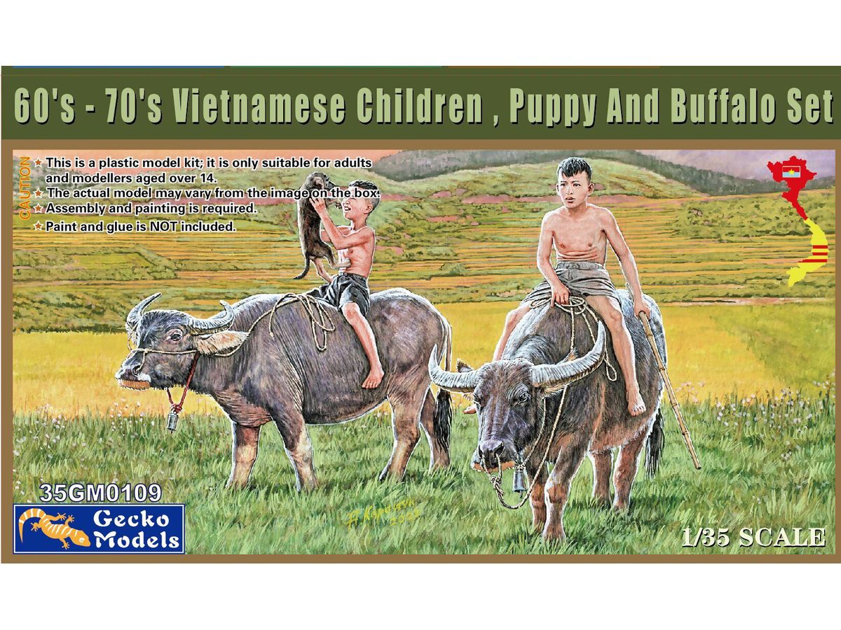 1/35 ベトナム 子供・子犬・水牛セット (1960年-1970年代)