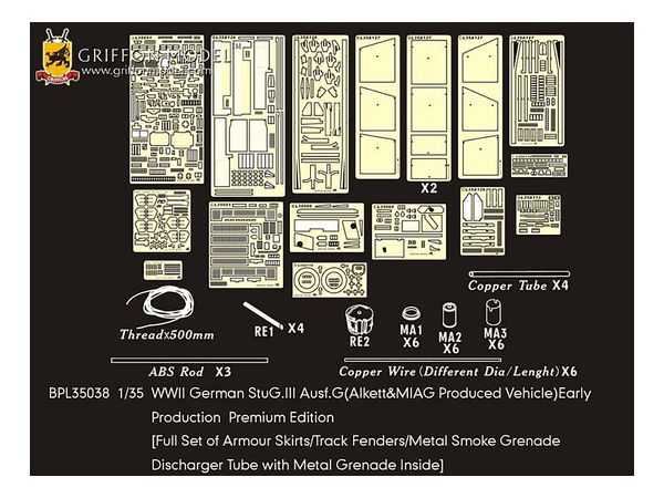1/35 WW.II ドイツ軍 III号突撃砲G型 初期型用ディテールアップパーツセット (ドラゴン DR6320対応)