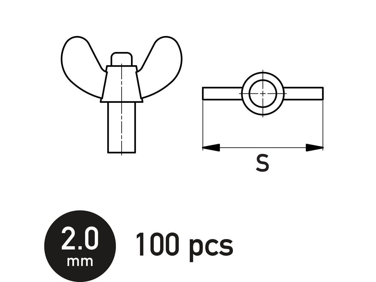 蝶ナット 2.0mm (100個入り)