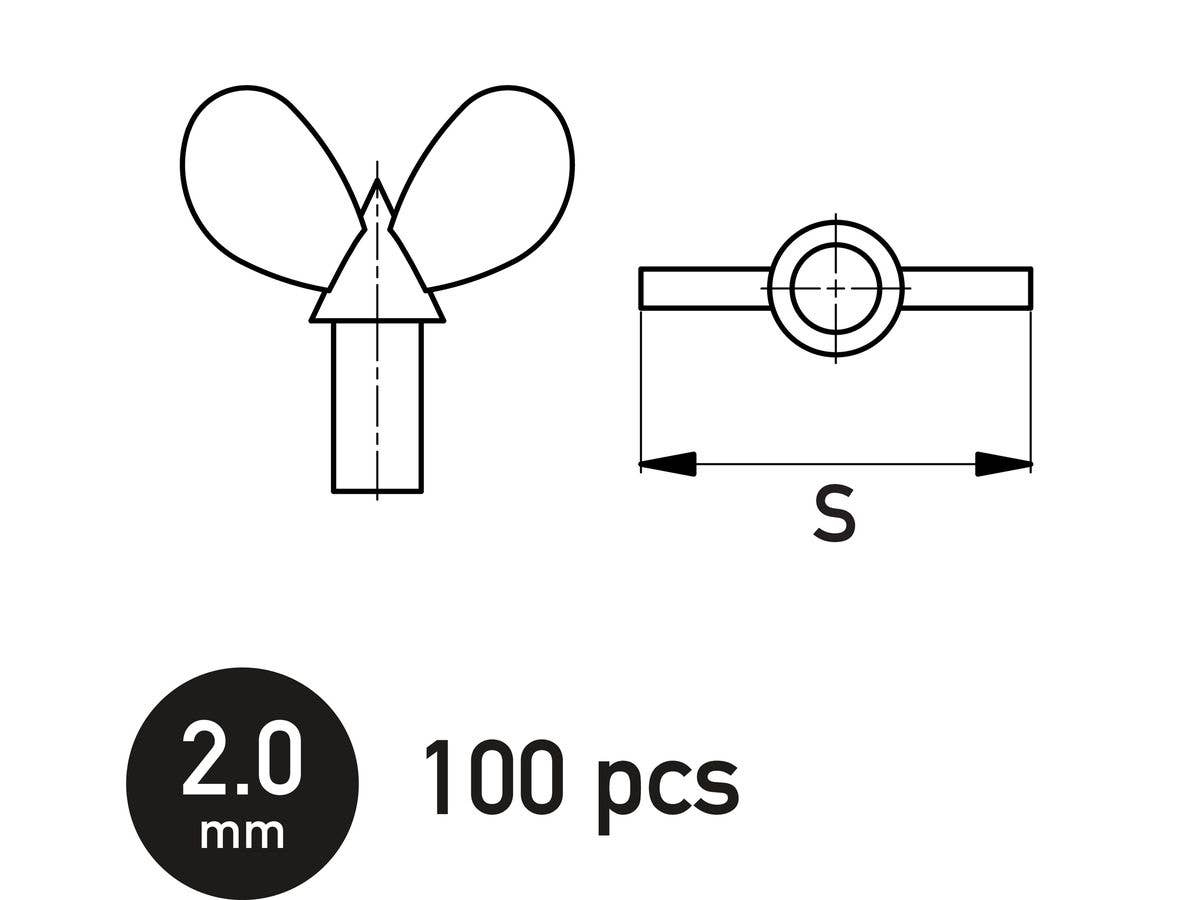 蝶ボルト 2.0mm (100個入り)