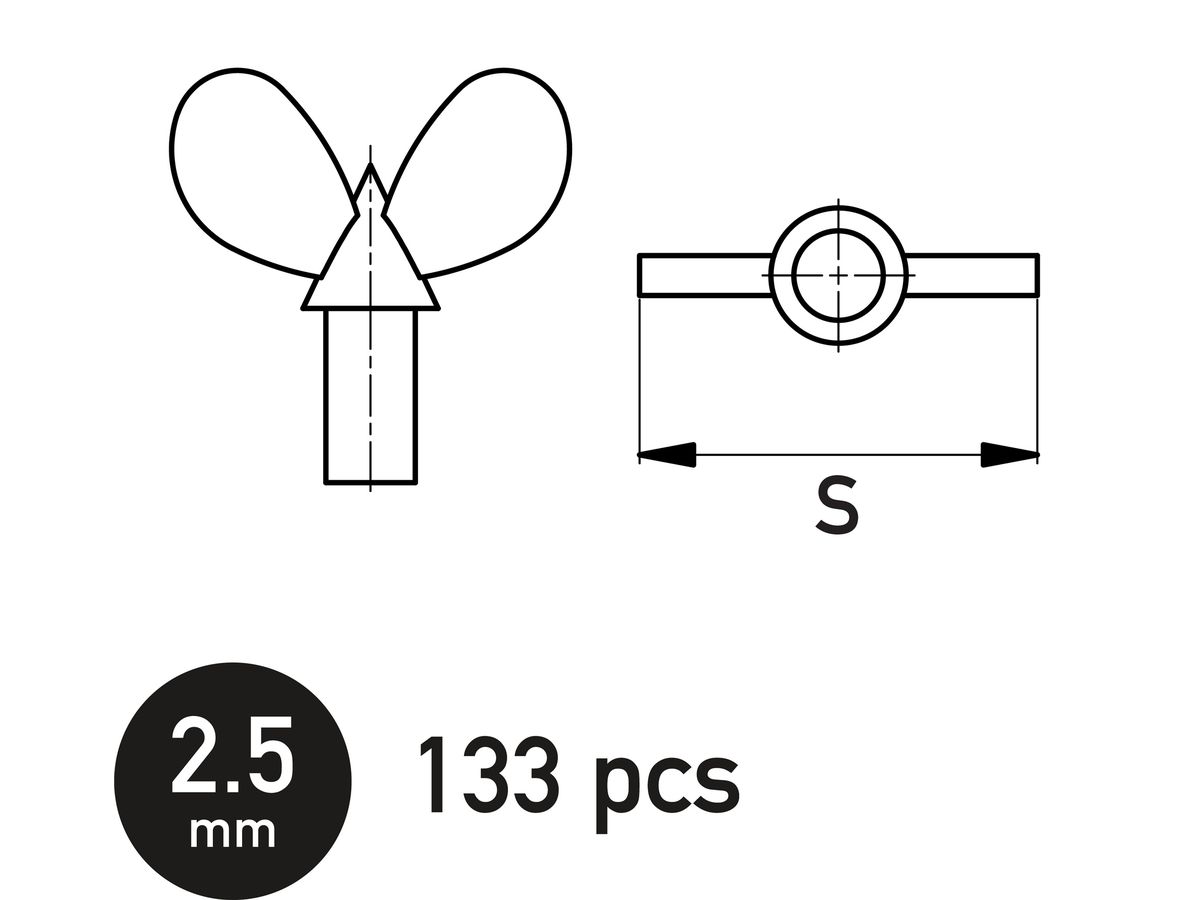 蝶ボルト 2.5mm (133個入り)