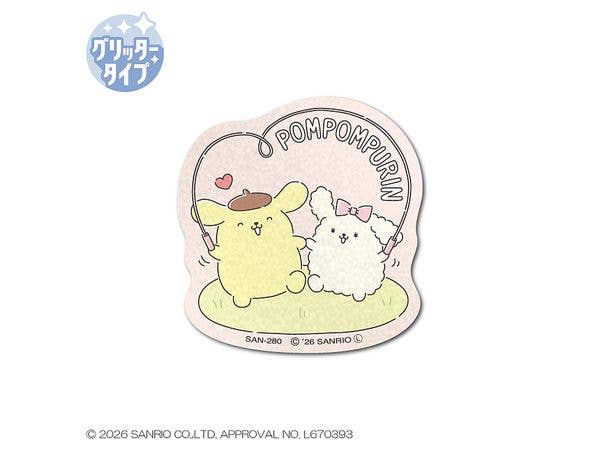 SAN-280 ポムポムプリン グリッターミニステッカー なわとび