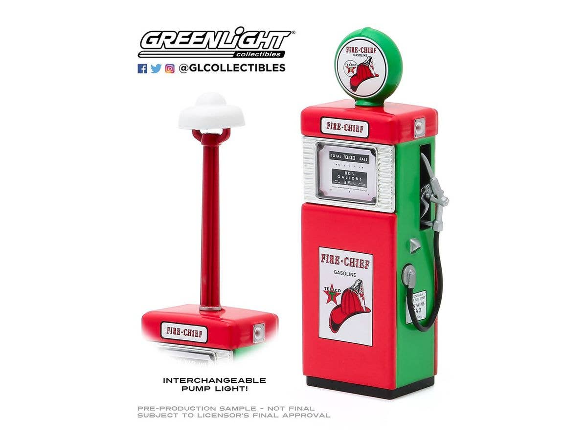 1/18 Vintage Gas Pumps Series 8 1951 Wayne 505 Gas Pump Texaco Fire-Chief Gasoline with Pump Light