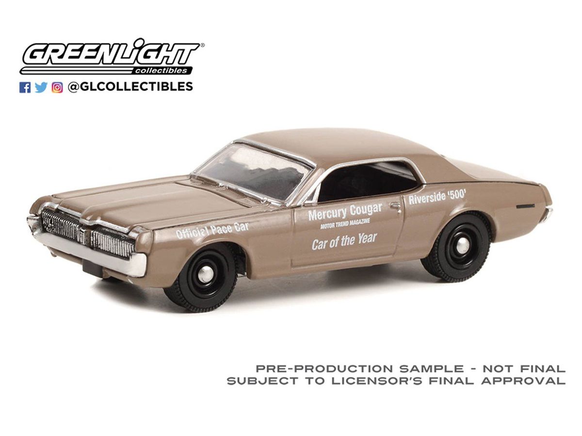 1/64 GreenLight 1967 Mercury Cougar - Riverside 500 Official Pace Car - Motor Trend Magazine Car of the Year