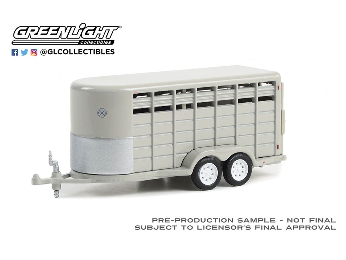 1/64 GreenLight Hitch & Tow Trailers - 14-Foot Livestock Trailer - Gray