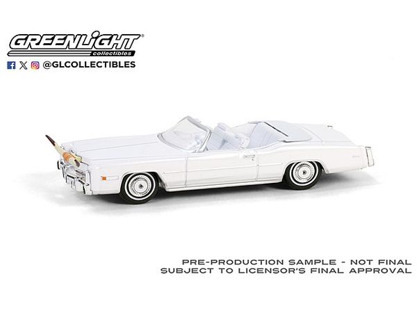1/64 GreenLight 1976 Cadillac Eldorado Convertible White with Bull Horns Hood Ornament