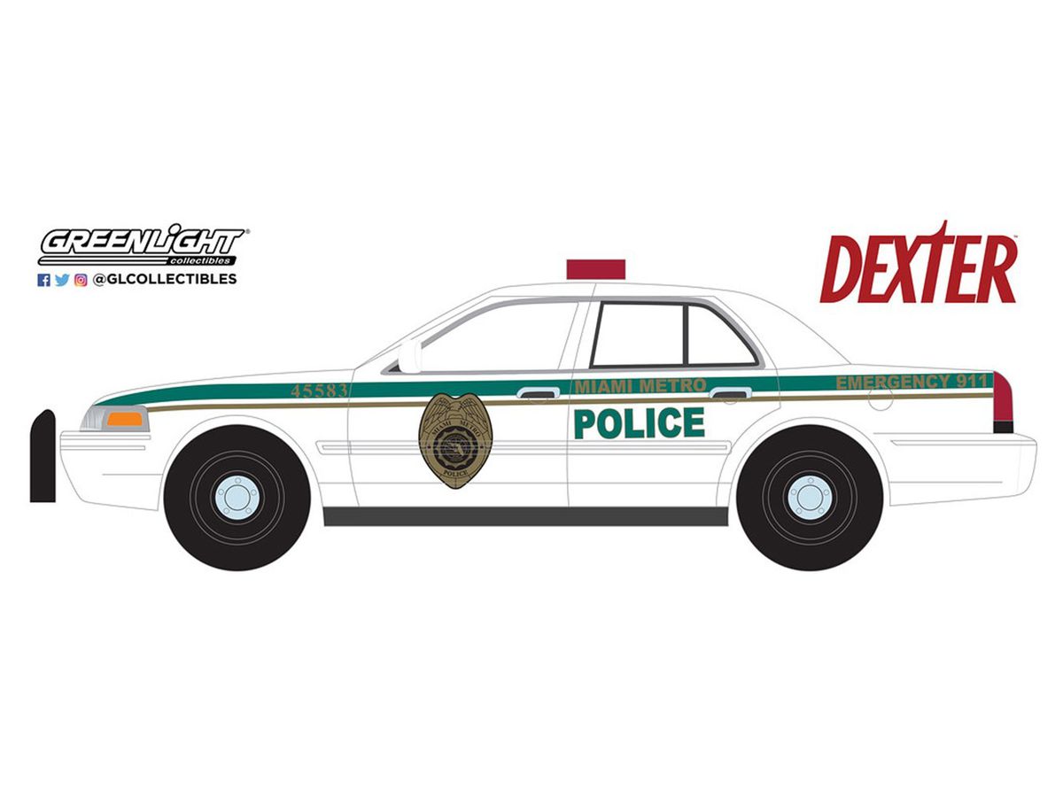 1/24 GreenLight Dexter (2006-13 TV Series) - 2001 Ford Crown Victoria Police Interceptor - Miami Metro Police Departmen