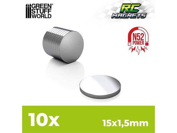 ネオジム磁石 15 x 1.5mm - 10個 (N52)