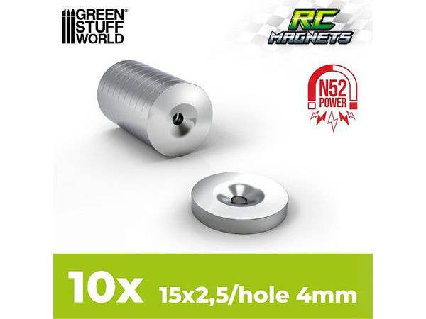 ネオジム磁石 15 x 2.5mm 中空 - 10個(N52)