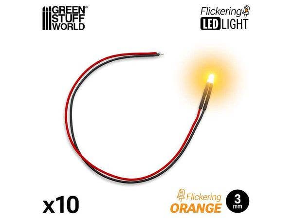 ジオラマ用点滅LED - オレンジ - 3mm (10本入)