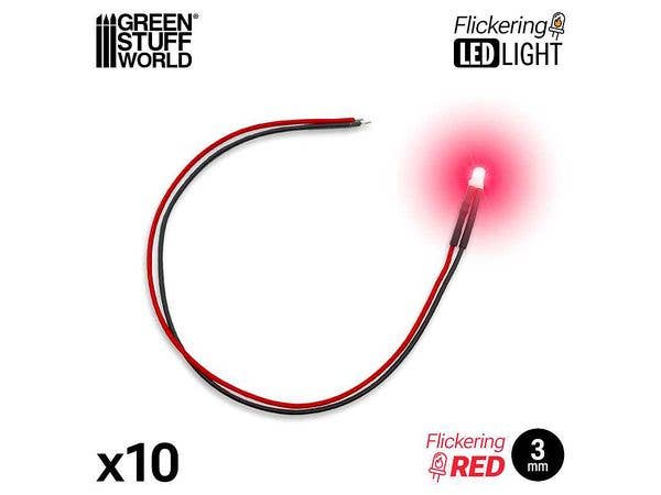 ジオラマ用点滅LED- 赤 - 3mm (10本入)