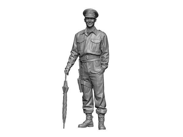1/16 WWII イギリス 傘を持つ将校