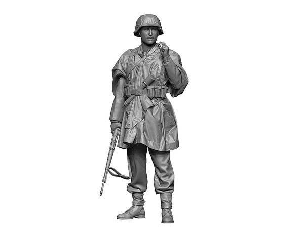 1/35 WWII ドイツ 迷彩ポンチョを着た武装親衛隊兵士 #1