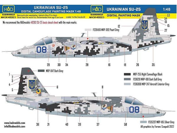1/48 Su-25 フロッグフット ウクライナデジタル迷彩 塗装マスクシール (ズべズダ用)