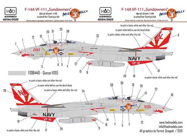 1/48 F-14A VF-111 サンダウナーズ ミスモリー 2022年エディション (タミヤ用)