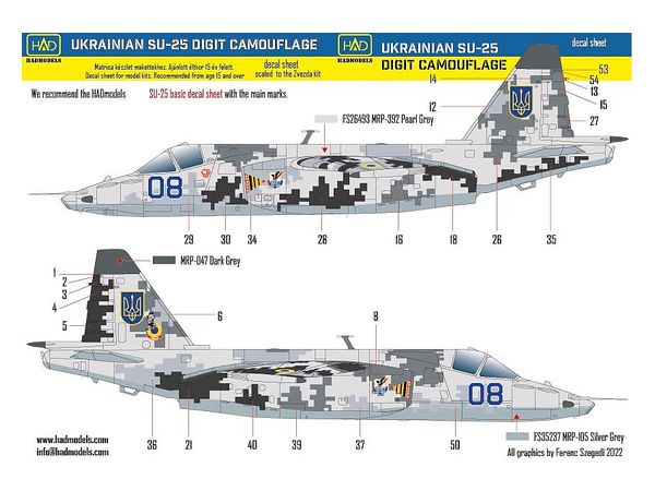 1/72 Su-25 フロッグフット ウクライナ デジタル迷彩 1 デカール (ズべズダ用)